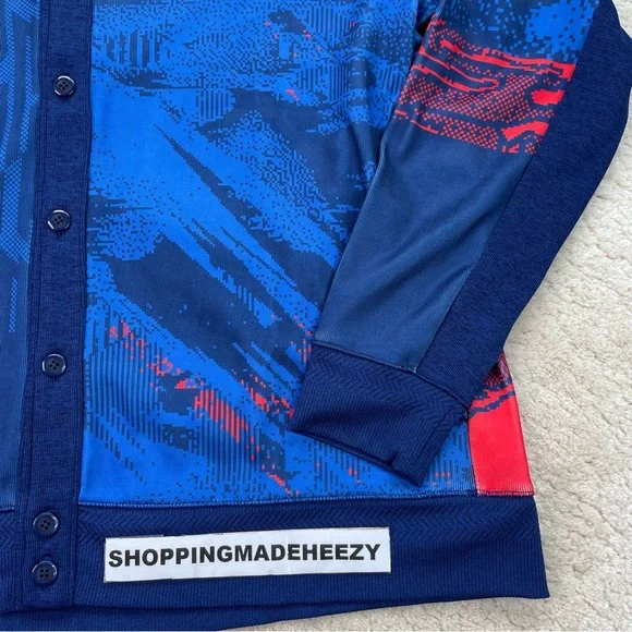 [XL] NIKE ENGLAND DRI-FIT Player Soccer Futbol Button-Up Cardigan Sweater Blue